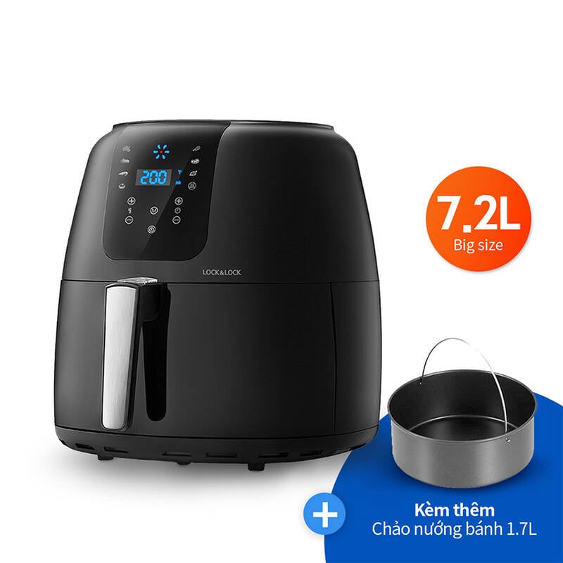 [Áp voucher giảm thêm 300k] Nồi Chiên Không Dầu, LocknLock Super Jumbo Air Fryer, 7.2L - Màu Đen - EJF296BLK, , large image number null